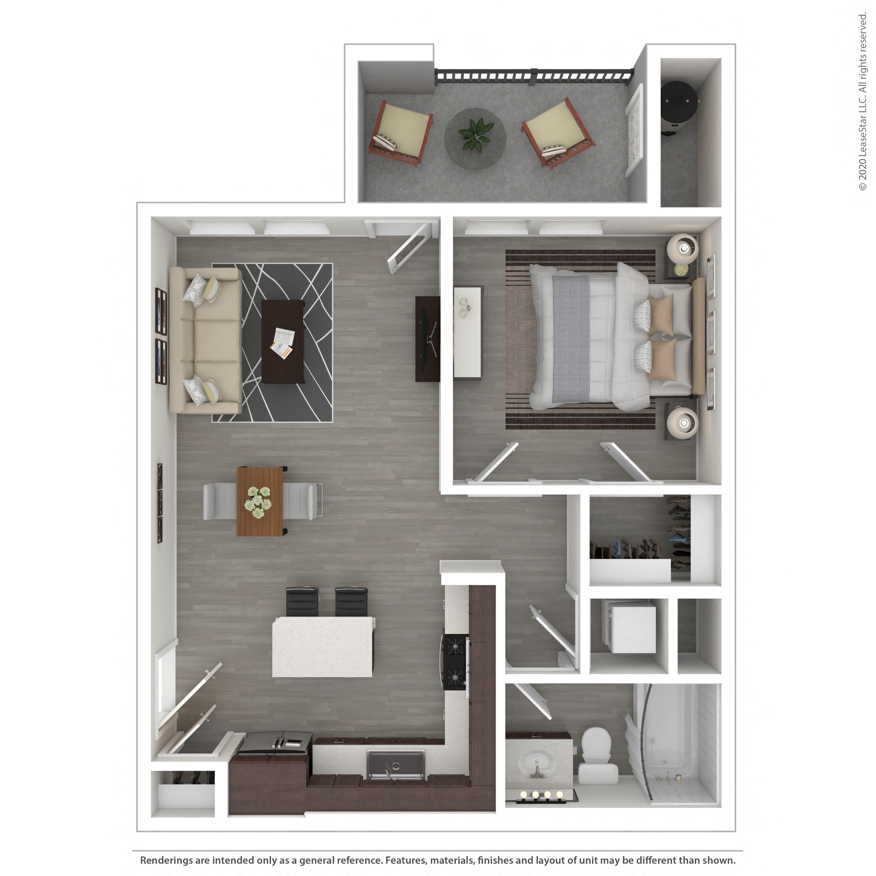1 Bedroom, 1 Bathroom Floor Plan at Morgan Ranch Apartments, California